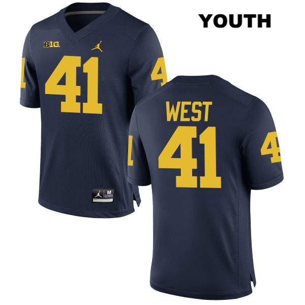 Youth NCAA Michigan Wolverines Jacob West #41 Navy Jordan Brand Authentic Stitched Football College Jersey OM25D41TJ
